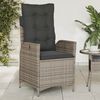vidaXL Reclining Garden Chair Grey PE rattan, Powder-Coated Steel Standard