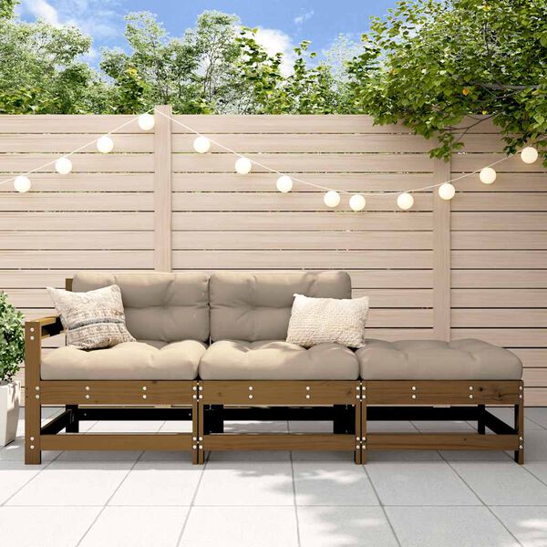 vidaXL Garden Lounge Set Honey brown Pine wood, Oxford fabric, Plywood