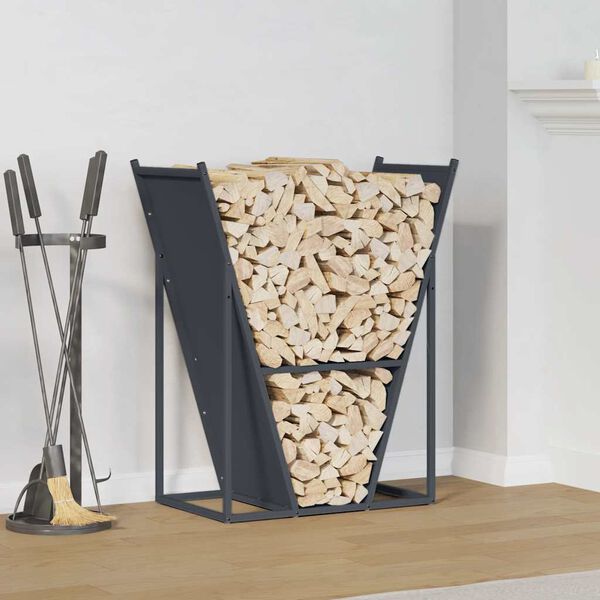 vidaXL Firewood Rack Anthracite 27.4x13.8x31.9" Cold-rolled steel