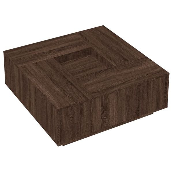 vidaXL Coffee Table Brown Oak Engineered Wood 39.4 x 39.4 x 15.7 in
