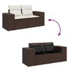 vidaXL Garden Sofa Set Brown PE rattan, powder-coated steel, tempered glass