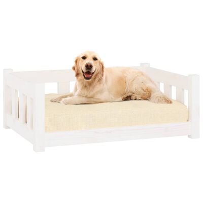 vidaXL Dog Bed White 29.7"x21.9"x11" Solid Wood Pine