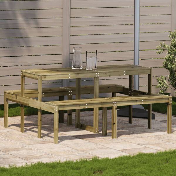 vidaXL Picnic Table Natural wood Treated pine wood Large Durable