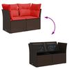 vidaXL Garden Sofa with Cushion 7 pcs Brown and red Poly rattan