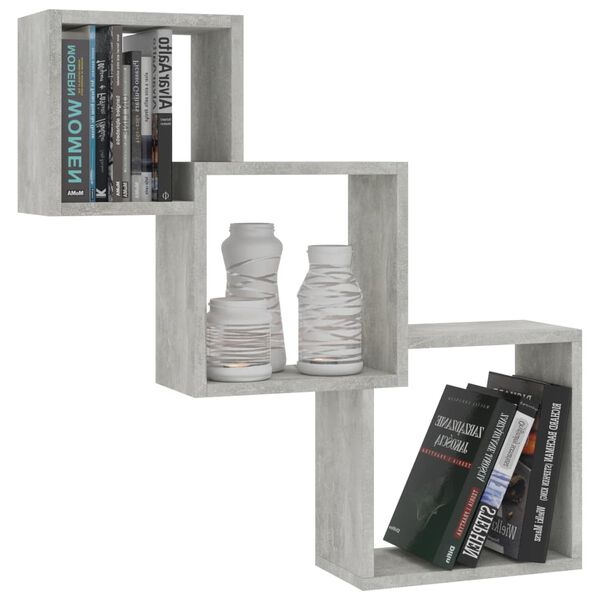 vidaXL Wall Shelf Concrete Grey Engineered Wood Medium Wall Shelf