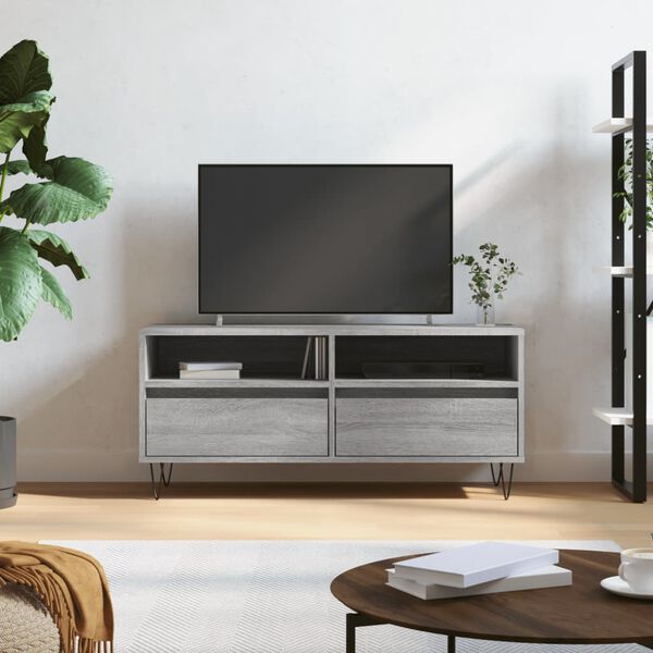vidaXL TV Cabinet Grey Sonoma Engineered Wood, Iron Medium TV Cabinet