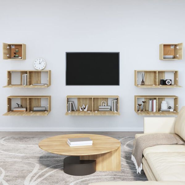 vidaXL TV Cabinet Set Set of 7 Sonoma oak Engineered wood Medium