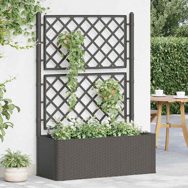 vidaXL Raised Bed Anthracite Plastic (PP) 39.4 x 16.9 x 55.9 in Planters
