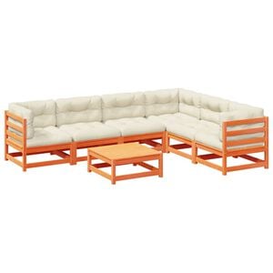 vidaXL Garden Sofa Set Wax brown, Cream