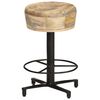 vidaXL Bar Stool Set of 2 Natural Mango Wood, Black Iron