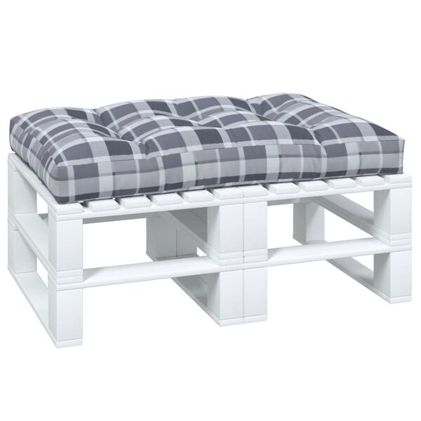 vidaXL Pallet Cushion Gray Check 100% Polyester 47.2 in x 31.5 in x 4.7 in