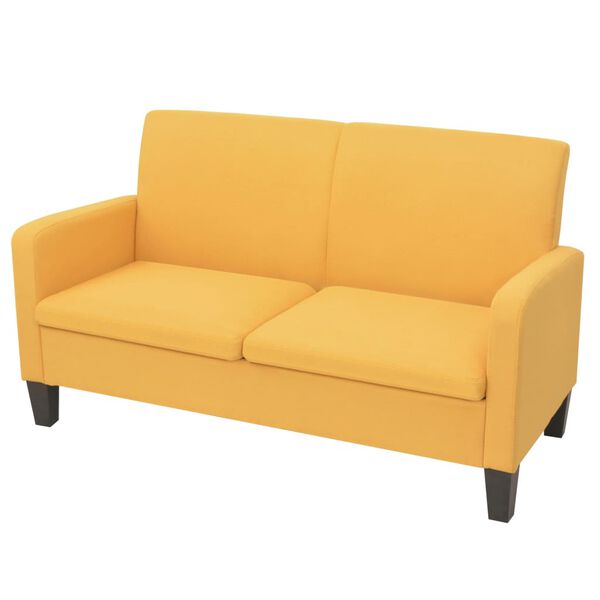 vidaXL 2-seater Sofa Yellow Polyester fabric, Foam, Pinewood Medium