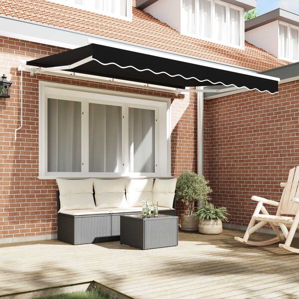 vidaXL Awning Replacement Fabric Black 137.80" x 98.43" Canvas