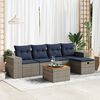 vidaXL 6 Piece Patio Sofa Set with Cushions Gray Poly Rattan