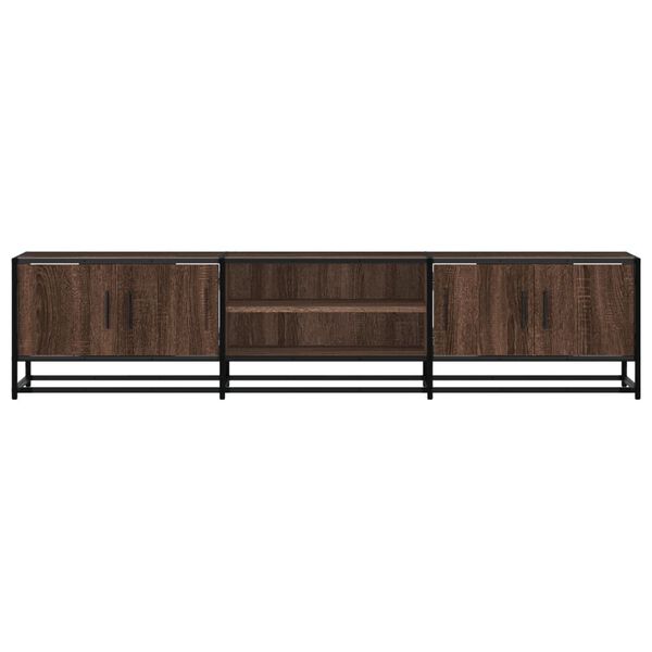 vidaXL TV Cabinet Brown Oak Engineered Wood, Metal Large TV Cabinet
