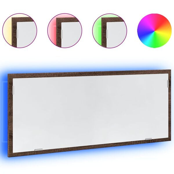 vidaXL Bathroom Mirror Brown oak Engineered wood, glass