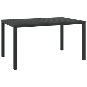 vidaXL Garden Dining Table Black Aluminum and WPC Large