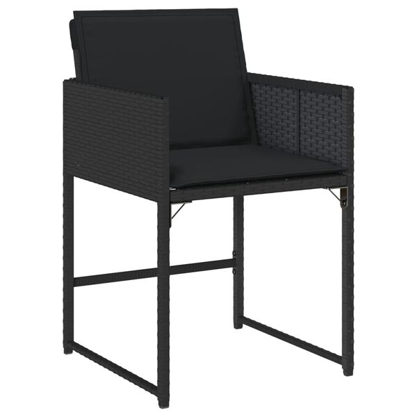 vidaXL Garden Chair Set of 4 Black PE Rattan, Powder-Coated Steel
