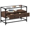 vidaXL TV Cabinet Brown Oak Engineered Wood and Glass Medium TV Cabinet