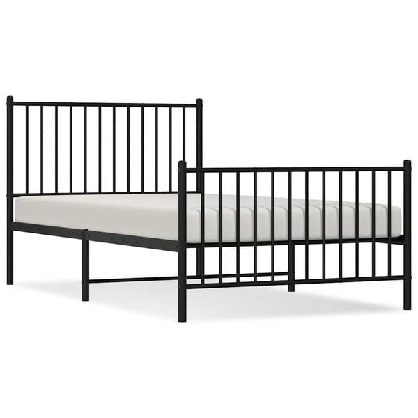 vidaXL Bed Frame Black Powder-Coated Steel Single Bed Frame