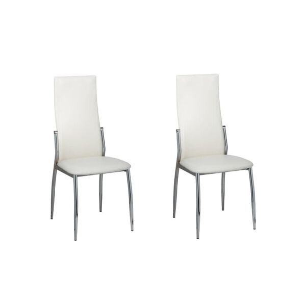 vidaXL Dining Chair Set of 2 White Synthetic Leather, Chrome Standard