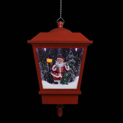 vidaXL Christmas Hanging Lamp with LED Light and Santa Red 10.6"x10.6"x17.7"
