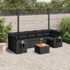vidaXL Garden Sofa Set Black PE rattan, powder-coated steel Large