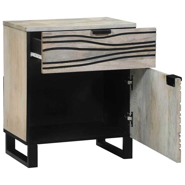 vidaXL Bedside Cabinet White and Black 19.69 x 12.99 x 23.62 in