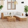 vidaXL 6 Piece Patio Lounge Set with Cream Cushion Solid Teak Wood
