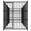 vidaXL Dog Kennel Black Steel Large Durable Dog Kennel Rectangular