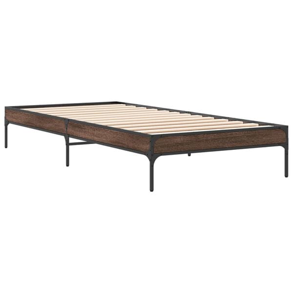 vidaXL Bed Frame Brown oak Engineered wood 39.4 x 78.7 in Durable