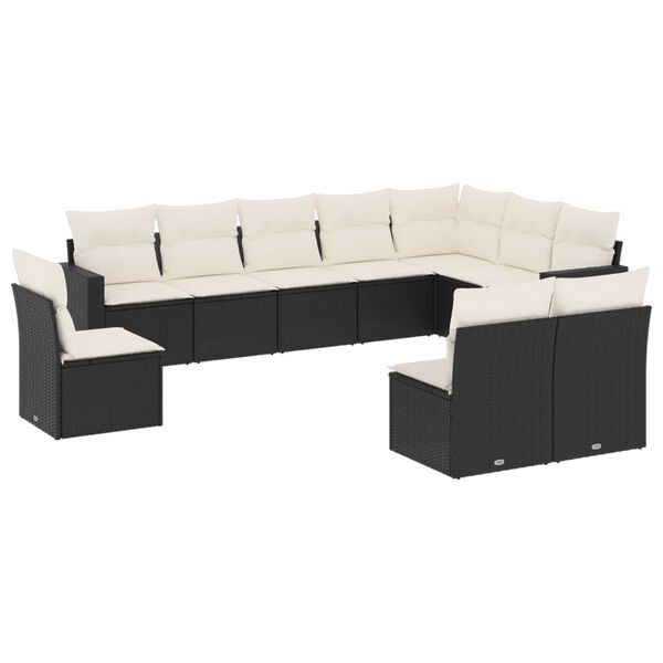 vidaXL Garden Sofa Set Black, Cream White