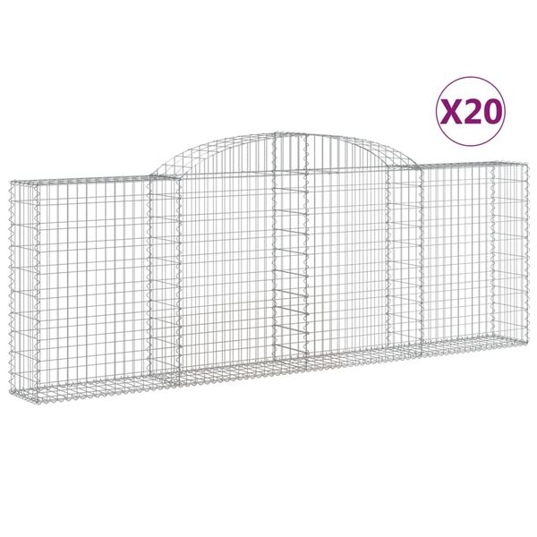 vidaXL Gabion Basket Set of 20 Silver Galvanized Iron