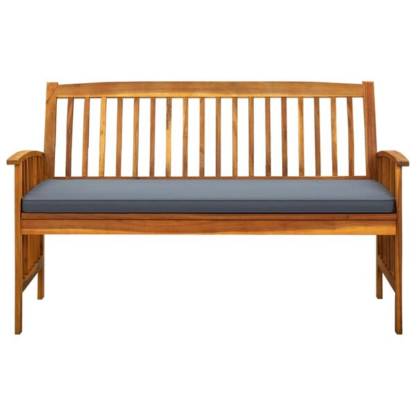 vidaXL Garden Bench Dark grey, Brown Solid acacia wood, 100% polyester