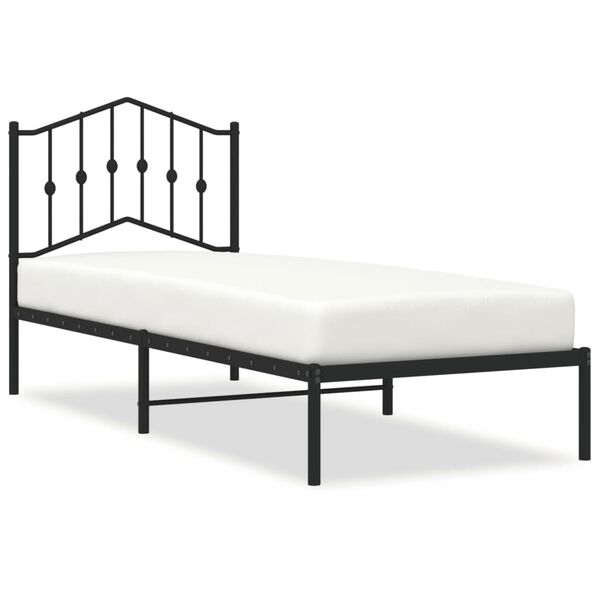 vidaXL Bed Frame Black Steel Twin Bed Frame Rectangular Modern