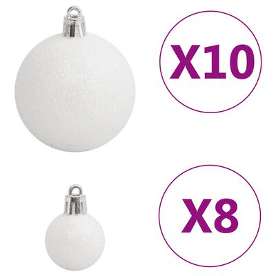 vidaXL 111 Piece Christmas Bauble Set White and Gray Polystyrene