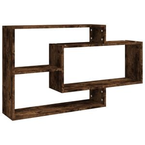 vidaXL Wall Shelf Smoked Oak Engineered Wood Short Wall Shelf