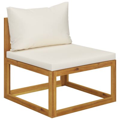 vidaXL 3-Seater Patio Sofa with Cushion Cream Solid Acacia Wood