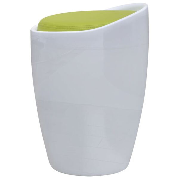 vidaXL Stool White, Apple Green ABS Plastic, Faux Leather Standard Stool