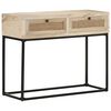vidaXL Console Table Bleached wood, natural cane, black steel