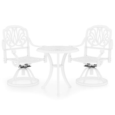 vidaXL 3 Piece Bistro Set Cast Aluminum White