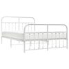 vidaXL Bed Frame White Steel 59 x 79 in Durable Bed Frame