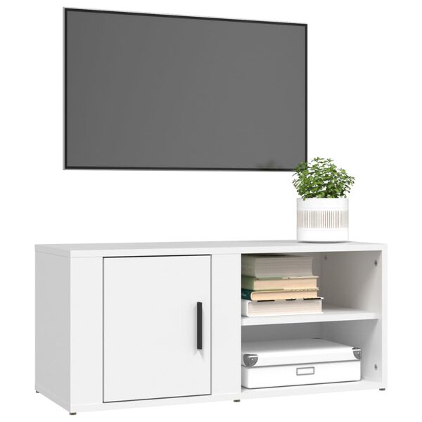vidaXL TV Cabinet Set of 2 White Engineered Wood Medium TV Cabinet