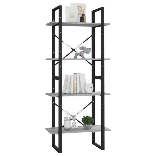 vidaXL Book Cabinet Grey Sonoma Engineered wood, metal Medium