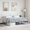 vidaXL Metal Bed Frame White Powder-Coated Steel Double Bed Frame