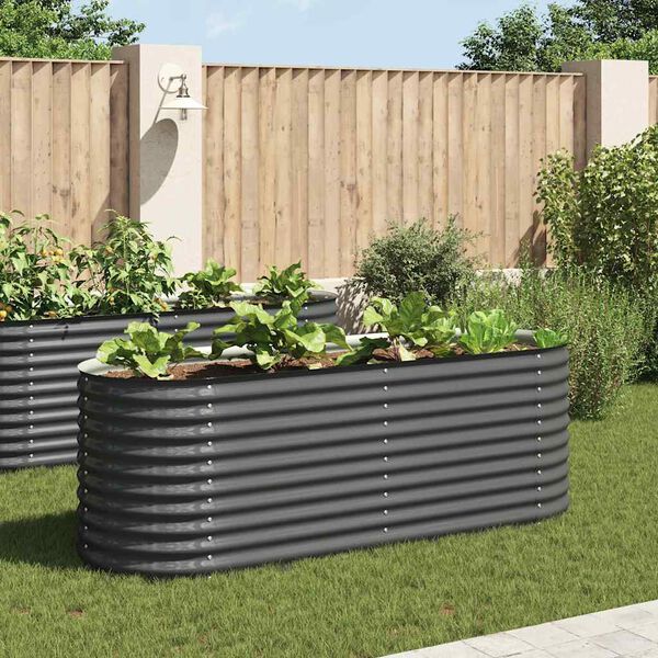 vidaXL Garden Raised Bed Gray Galvanized Steel Large Durable