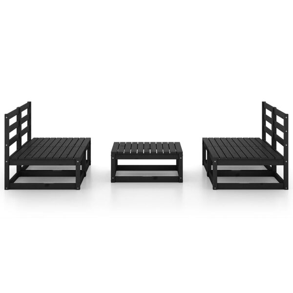 vidaXL Garden Lounge Set Black Solid pine wood Large Modular