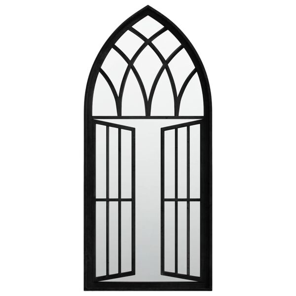 vidaXL Garden Mirror Black Iron, Glass 39.4 x 17.7 in Decorative Inlays
