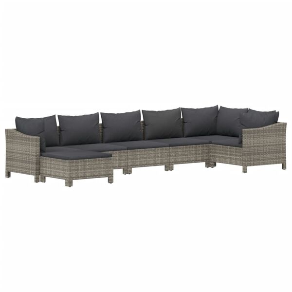 vidaXL Garden Lounge Set Grey PE Rattan, Powder-Coated Steel Large