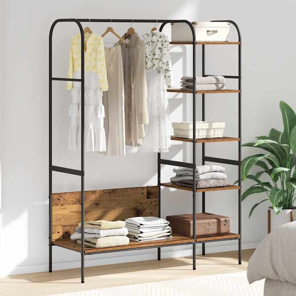 vidaXL Clothes Rack Brown 47.24 x 17.32 x 62.99 in Engineered Wood